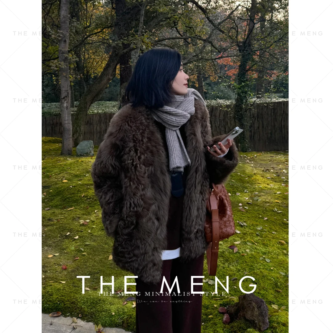 THE MENG【托斯卡纳】时尚气质高奢绵羊皮毛一体皮草外套#WA9261