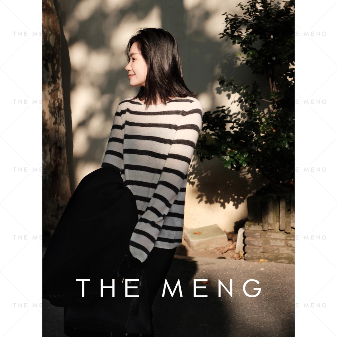 THE MENG【目光】8针极细绵羊毛1极简条纹圆领打底衫#M243D0198