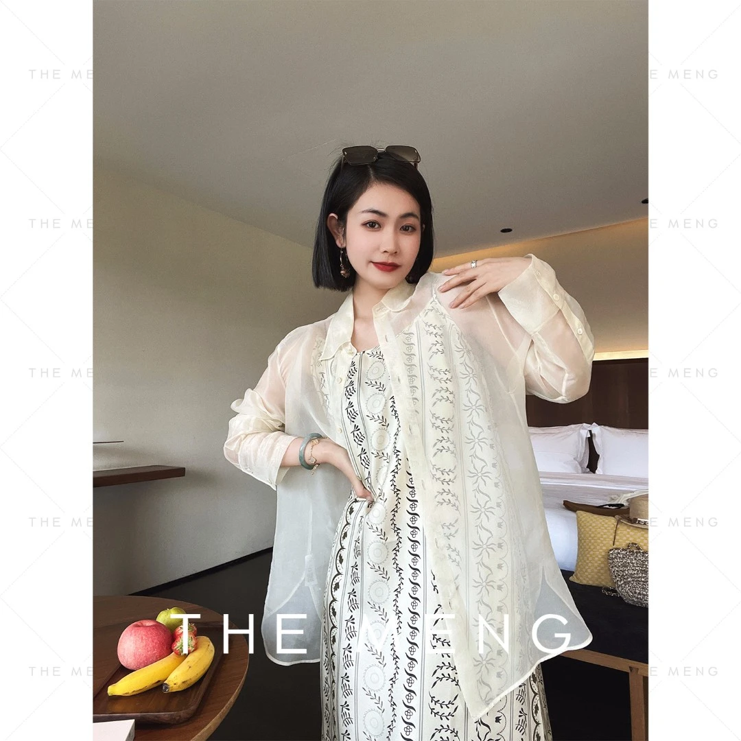 THE MENG【丝韵】12姆米桑蚕丝前短后长纯色衬衫#M241B006