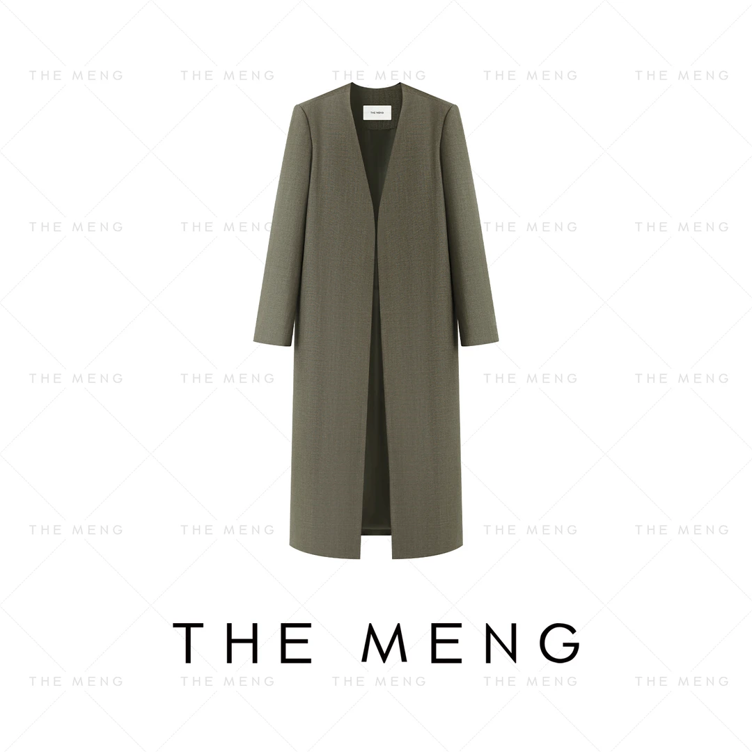 THE MENG【贝加尔湖】高支高密绵羊毛平纹无领通勤大衣#M243K0069