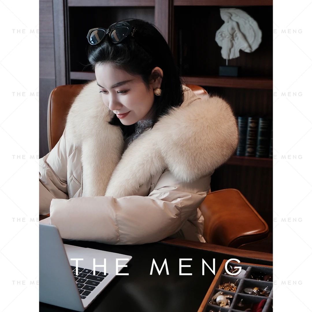 THE MENG【变换】90白鹅绒狐狸毛软糯御寒纯色羽绒服#M244N0080