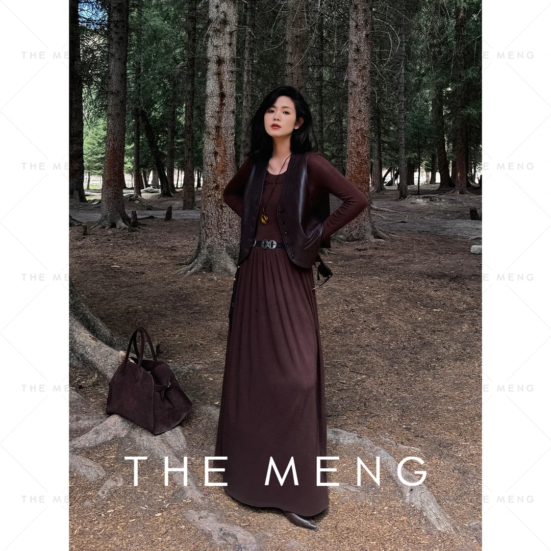 THE MENG【倩影】天丝长袖百褶下摆舒适连衣裙#M243G0031