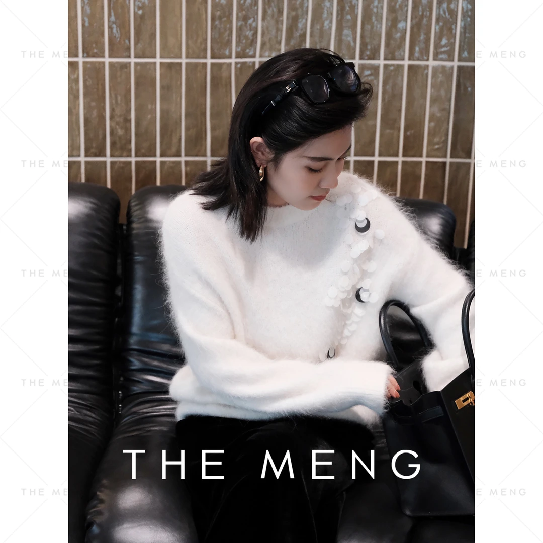 THE MENG【花花】阿尔巴卡羊驼毛御寒通勤套头毛针织衫#M244E0097
