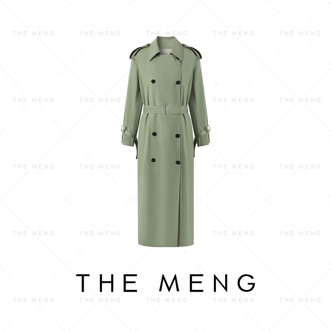 THE MENG【曼城】高密梭织TR斜纹哑光抗皱经典长款风衣#M243L0008