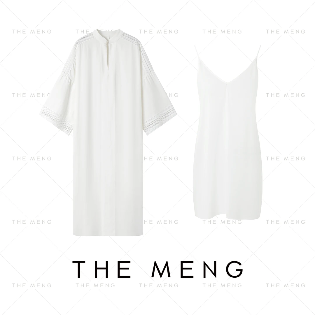 THE MENG【清荷】天丝亚麻极简通勤显瘦短袖连衣裙#M243G0093