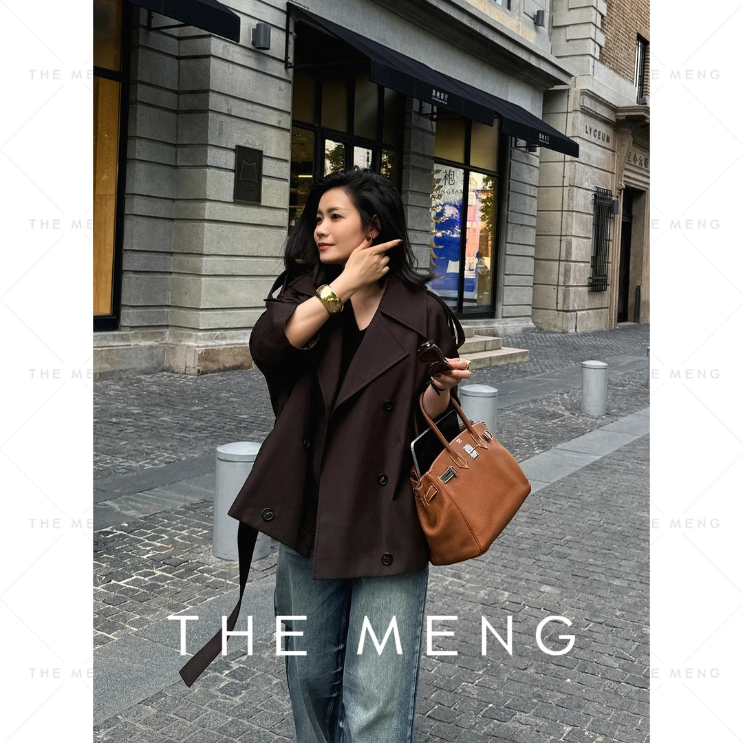 THE MENG【米兰】超细美利奴绵羊毛桑蚕丝短款翻领风衣#M243L0017