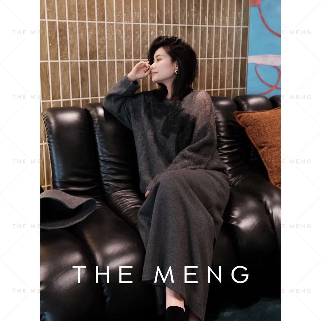 【秀儿专属】桃花 阿尔巴卡羊驼毛软糯御寒刺绣毛针织衫#M244E0107