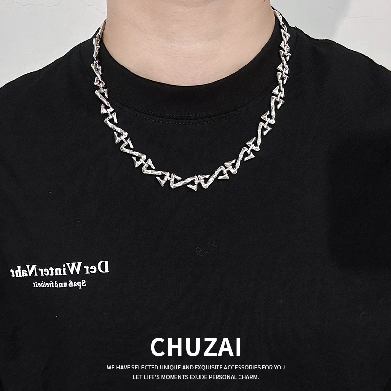 合金项链 Z字母拼接项链男款欧美嘻哈小众设计感冷淡风卫衣链女
