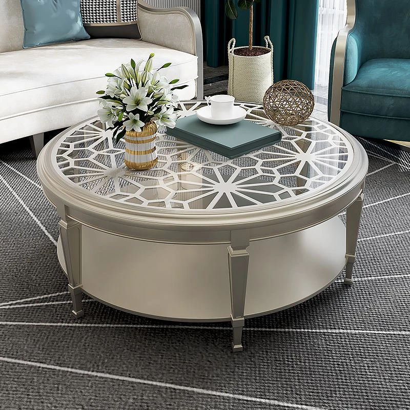 意式轻奢茶几小桌子小户型客厅圆边几家用茶台实木茶桌整装茶几