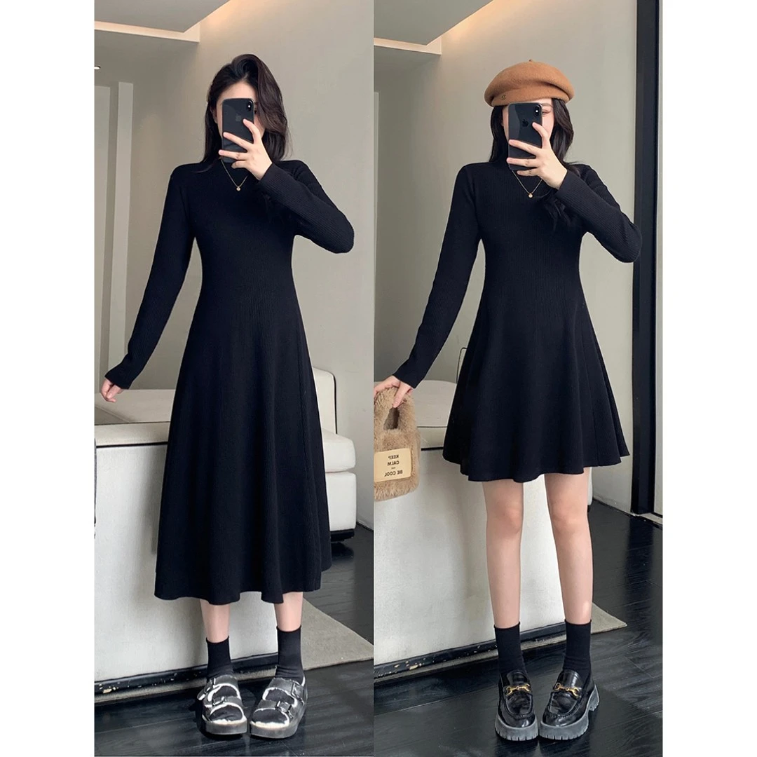 【小红嫂】2023冬装新款胖mm大码女洋气显瘦长短款闺蜜装针织连衣裙