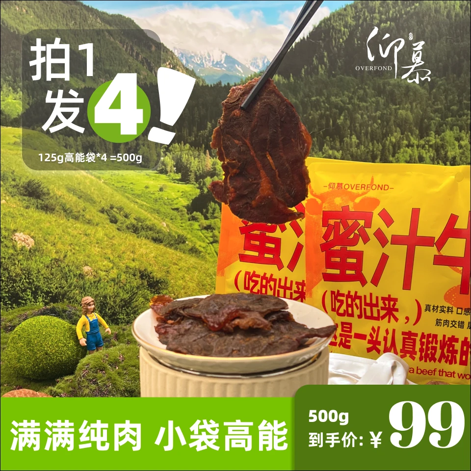 仰慕牛肉干零食独立原切高蛋白即食居家徒步休闲分享小零食500g