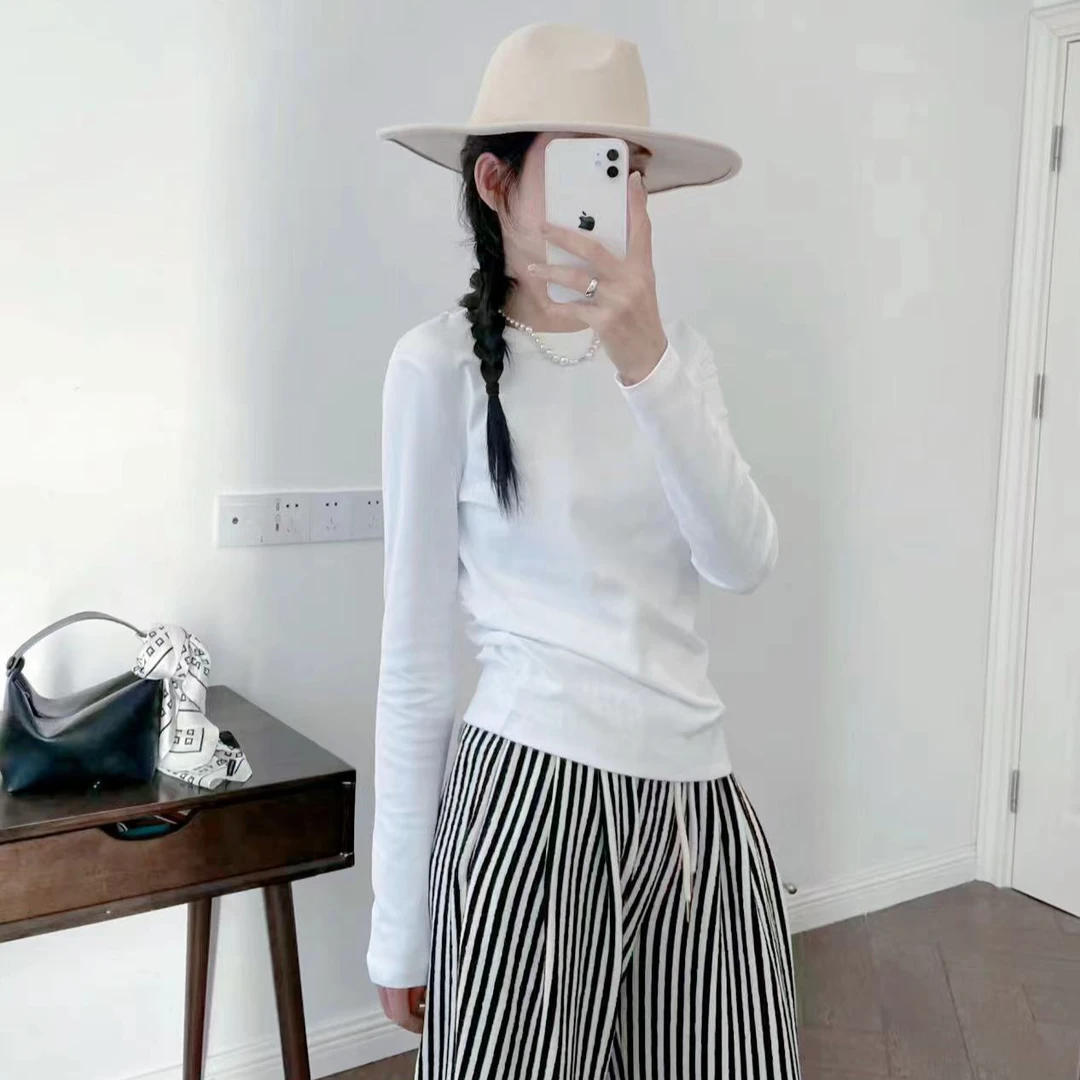 LJ2025《天然纤维人棉 糯唧唧超柔软》秋款长袖T恤韩系简约显瘦