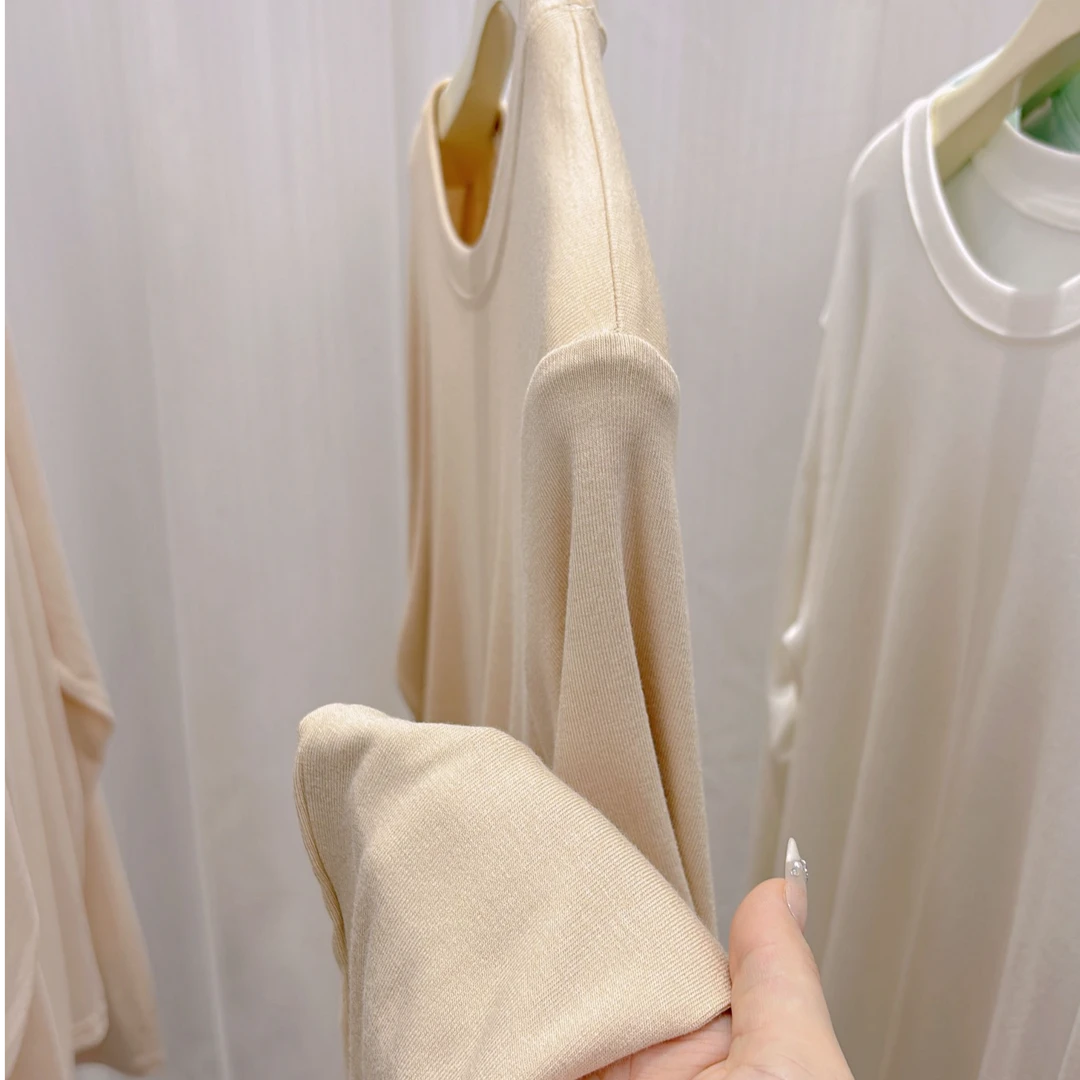 SS2025《高品质人棉 糯唧唧超柔软》春款长袖T恤韩系简约显瘦T恤