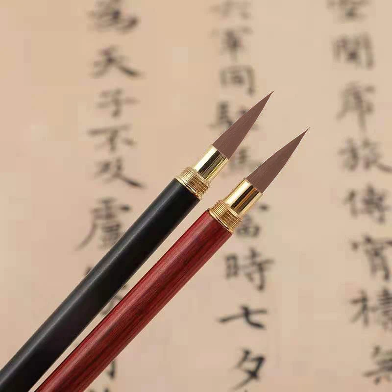 小楷毛笔黑檀戴帽红檀木狼毫兼毫紫毫小红毛笔小号书法初学者