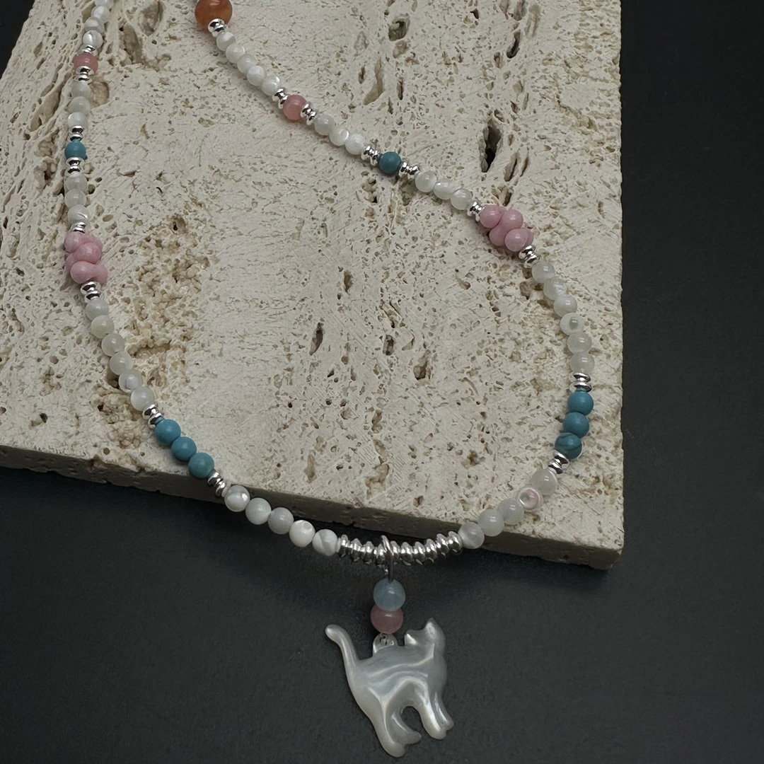 钛钢仿水晶项链 642手工时尚可爱百搭小众彩色手作素款