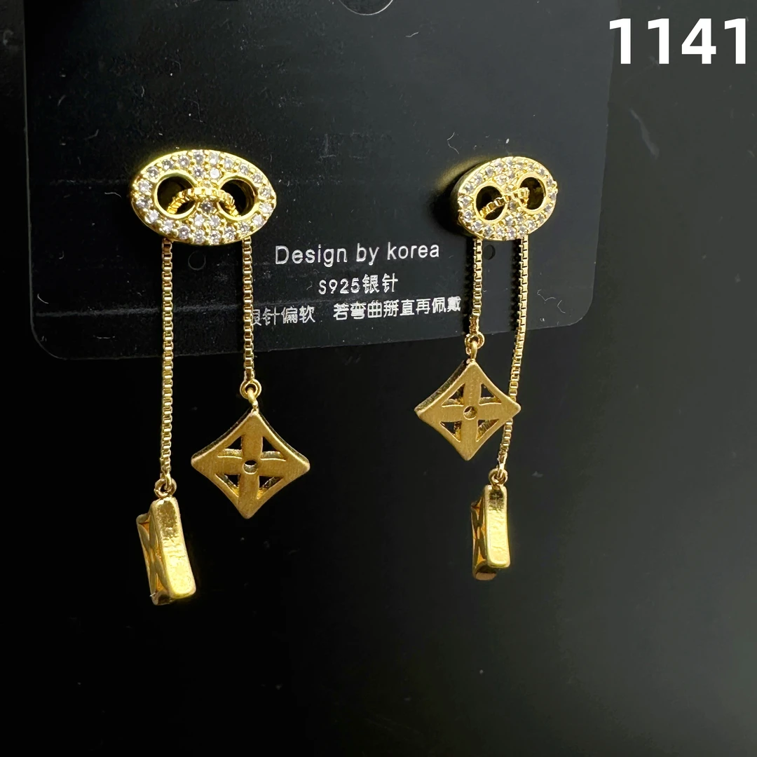 铜合金耳饰 1141气质轻奢时尚百搭金色黄色设计师弯曲