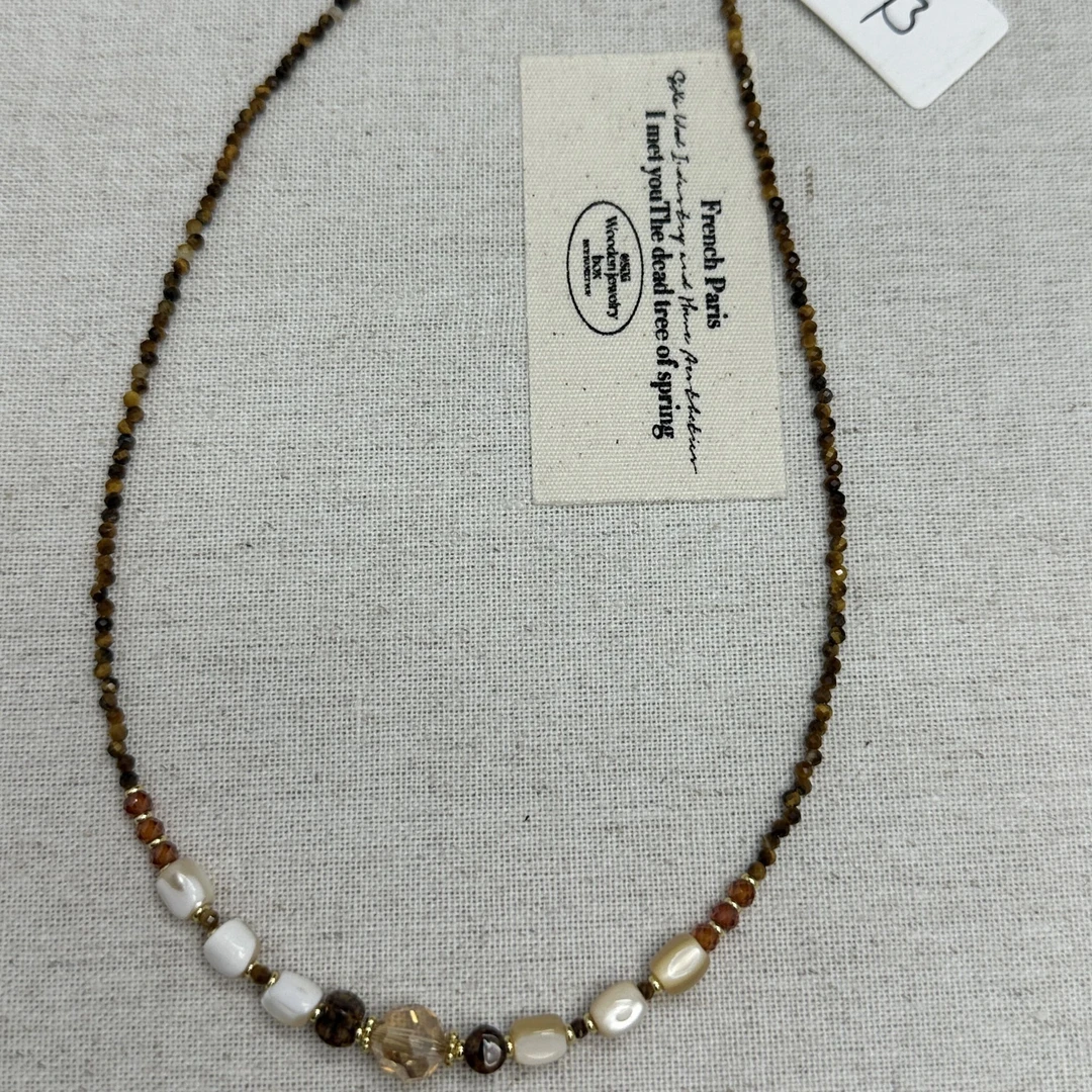 钛钢仿水晶项链 2190手工气质时尚百搭简约经典金色精美