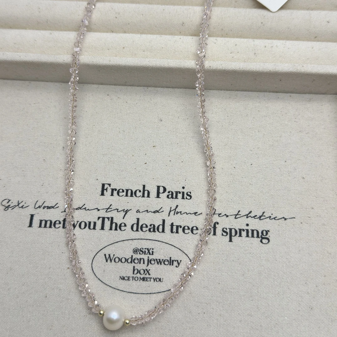 钛钢仿水晶项链 2226淡粉色气质轻奢时尚百搭法式小众简约经典