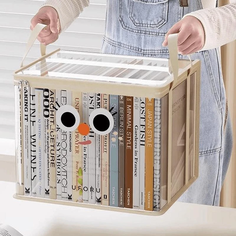 书本收纳箱学生教室家用防潮神器透明可折叠桌面旧书籍收纳盒防尘