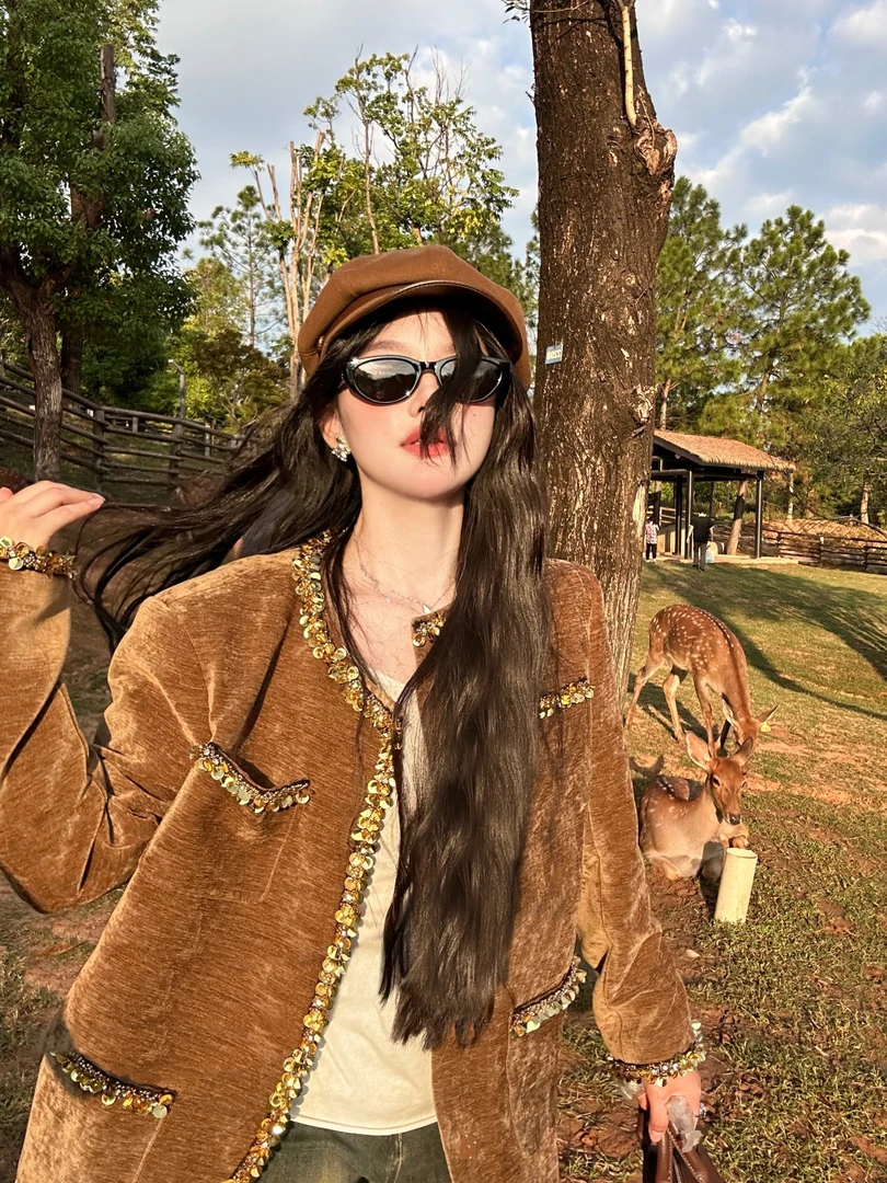 YANGHAIYANG 2024AW 钉珠丝绒外套