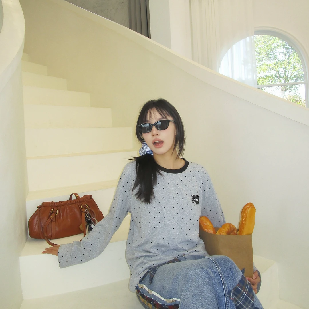 设计师品牌YANGHAIYANG | 圆领波点长袖上衣