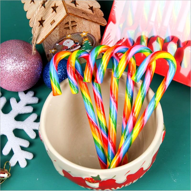 圣诞节综合果味拐杖棒棒糖彩虹手杖拐棍水果味硬糖（整盒12支）