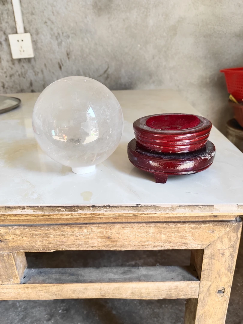 纯天然白色水晶球办公居家客厅婚庆酒柜前台摆件