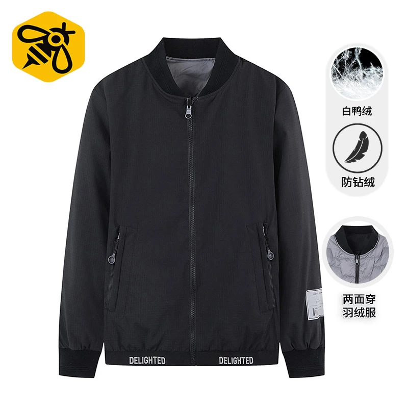 康博男装羽绒服冬季时尚棒球领双面穿保暖百搭羽绒服V9L66700