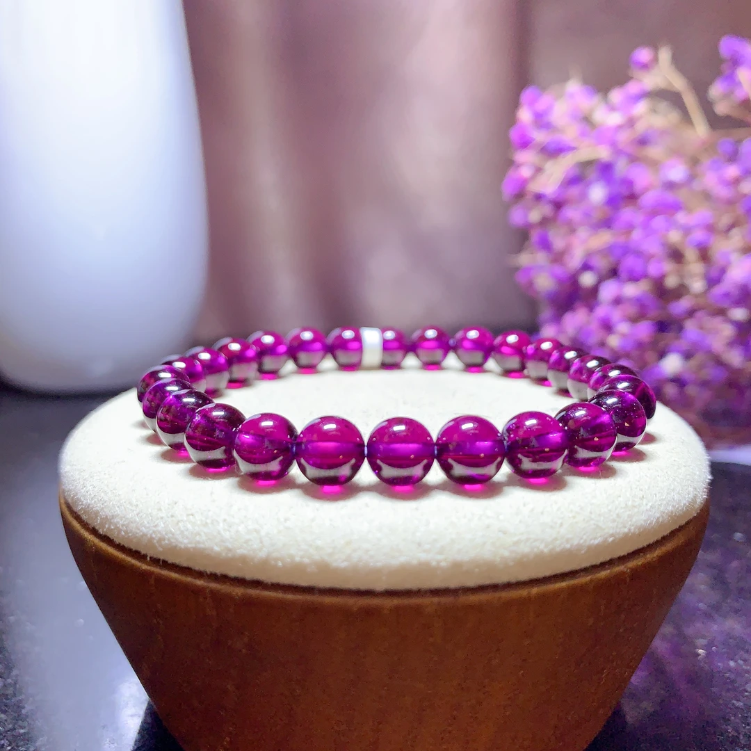 【时空珠宝】巴西帝王紫6A级全净体卡6+咪石榴石特级石榴石手串