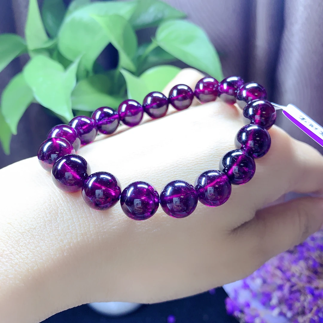 【时空】巴西帝王紫牙乌大珠子单圈石榴石手串