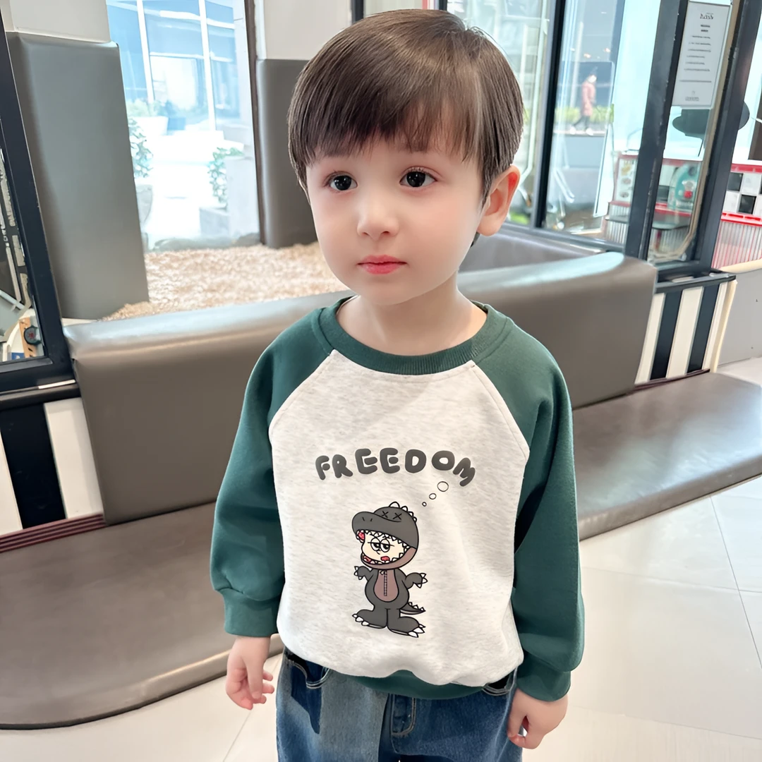 男童卫衣洋气春装插肩袖撞色卫衣新款宝宝春季上衣春款长袖休闲