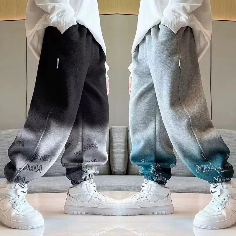 男童裤子2024新款春秋季儿童运动裤加绒男孩帅气时髦秋装大童卫裤