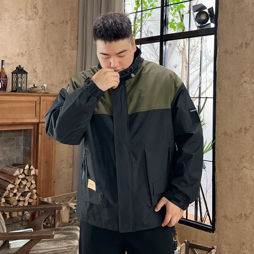 【拼色冲锋衣】蝈蝈大码2025新款春秋男生百搭大码休闲夹克潮牌