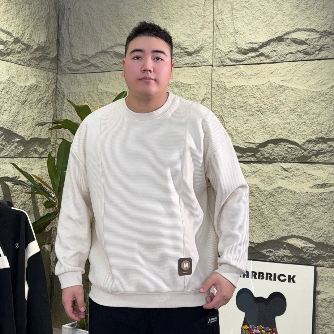 【条纹设计款】加厚绒蝈蝈原创大码长袖休闲内搭圆领卫衣潮流加绒