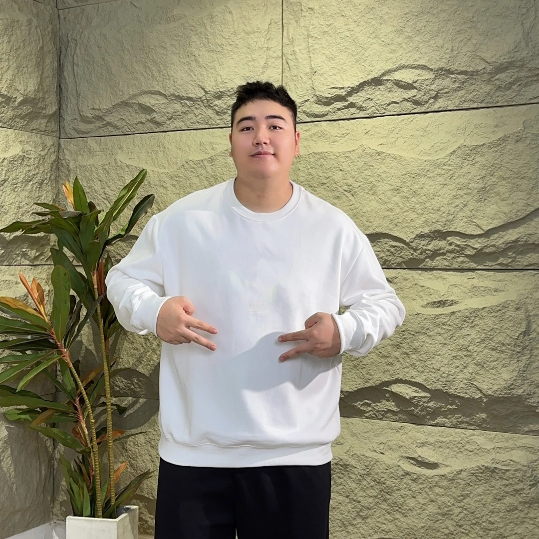 【纯色卫衣】蝈蝈原创大码秋冬纯色百搭长袖休闲内搭印花圆领卫衣潮