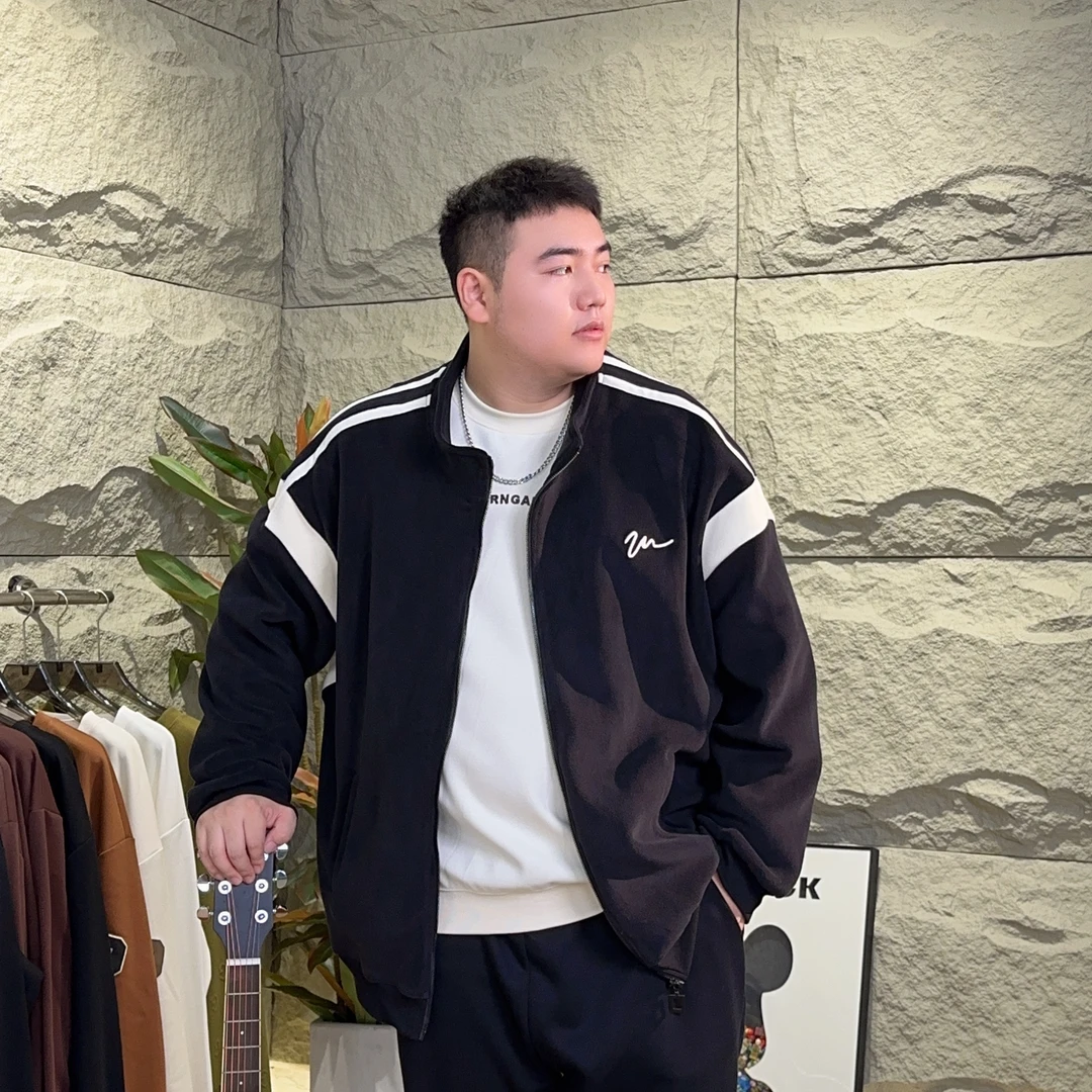 【厚款摇粒绒】蝈蝈大码潮牌秋冬男百搭加绒外套立领宽松加厚夹克