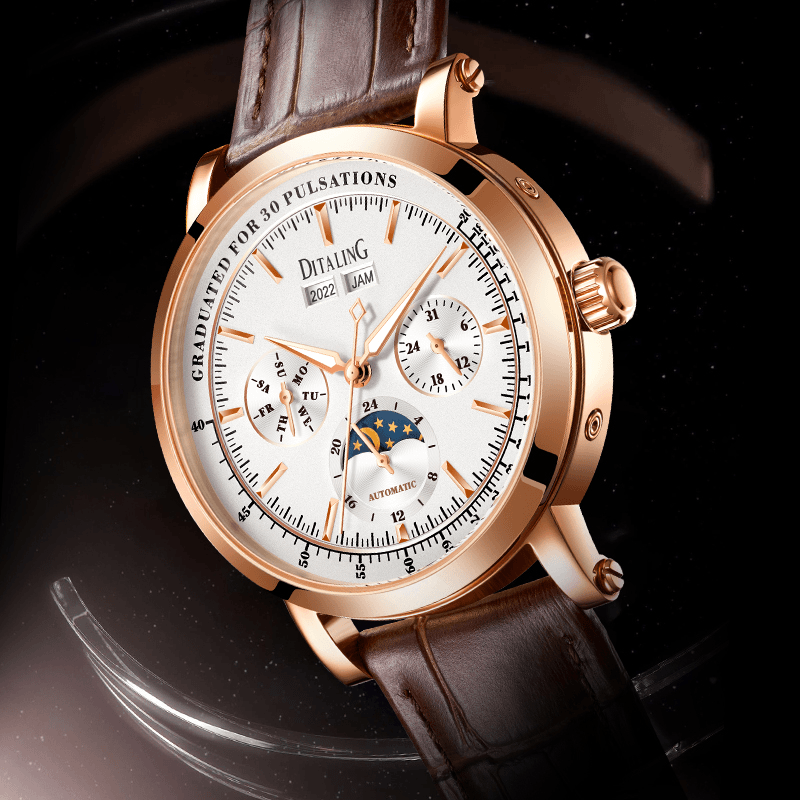 【洛森轻奢专属】迪塔名匠系列月相日历高端时尚全自动机械表DT1571
