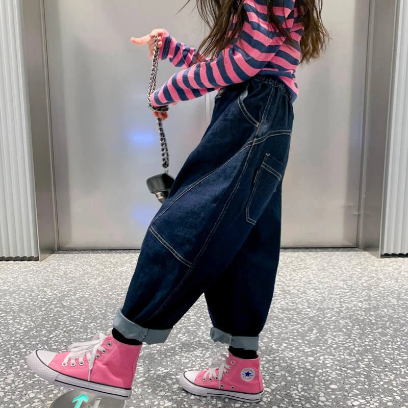 女童牛仔裤2025新款儿童裤子韩版宽松休闲裤宝宝春装长裤时髦洋气