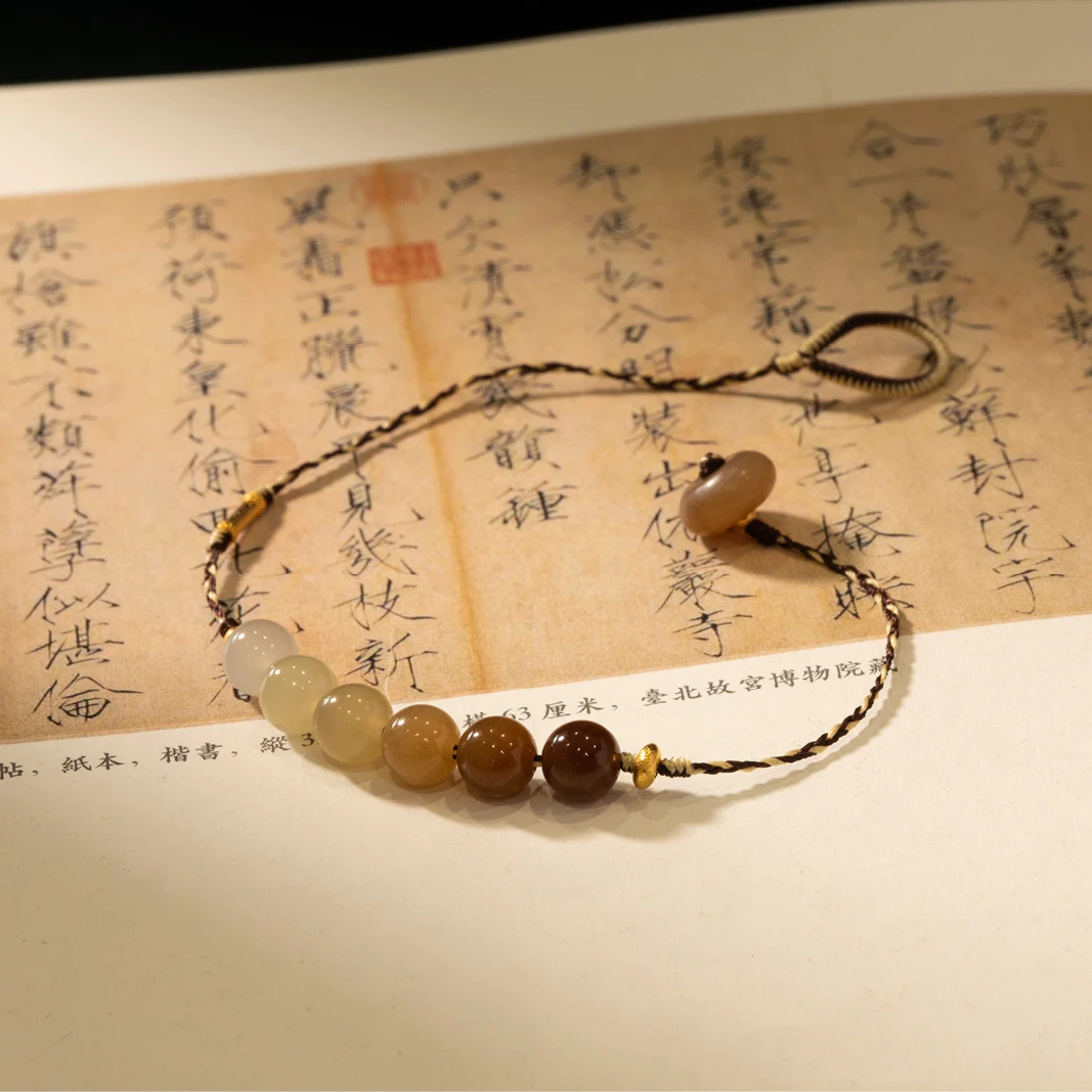 由子野【雨霖铃】6mm渐变糖玉手绳 18K金手工