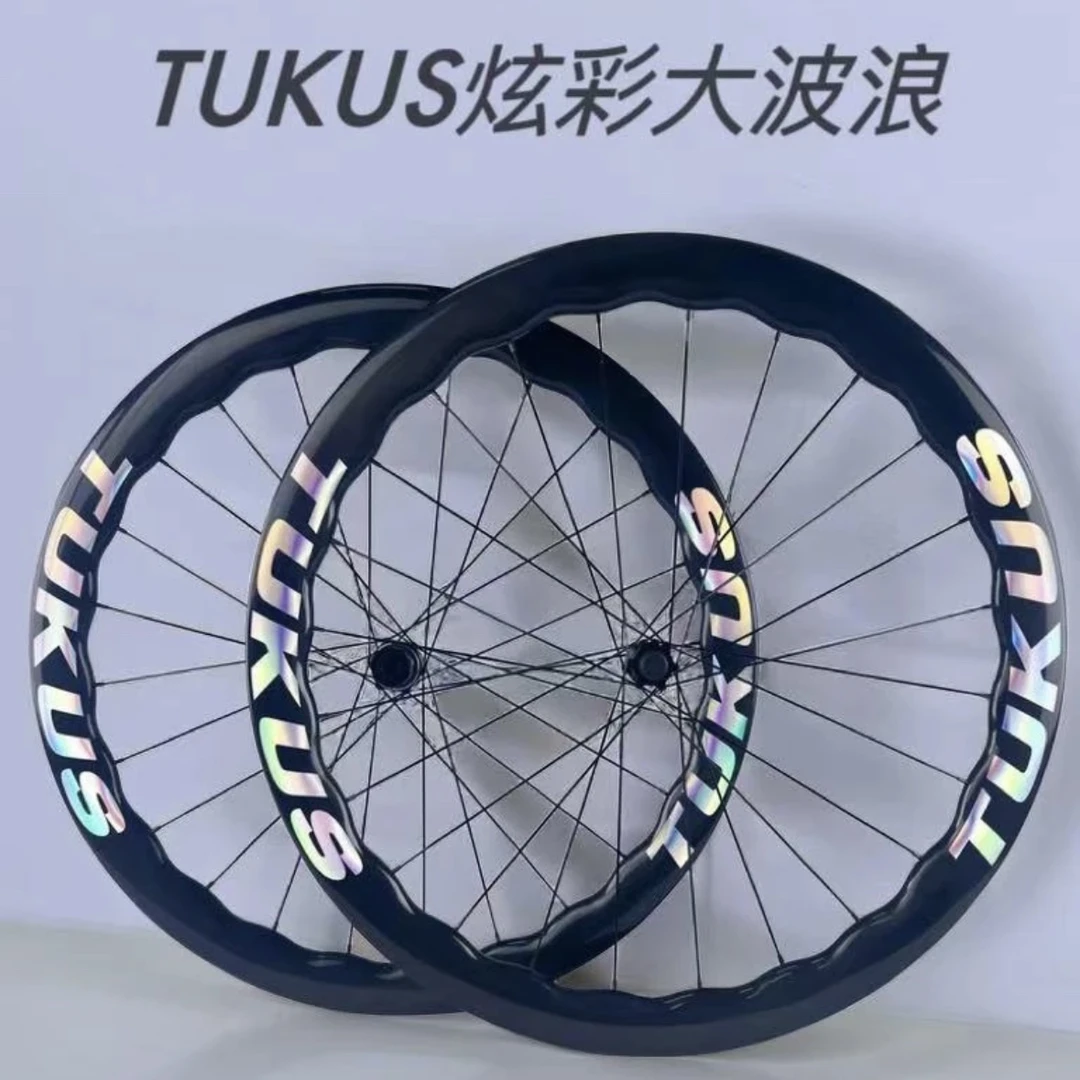 途酷斯TUKUS碳纤维轮组炫彩大波浪公路自行车陶瓷碳圈碳轮碳刀