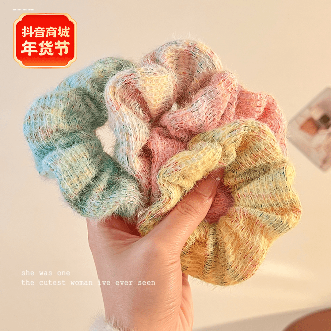 气质发饰质感百搭精致时尚设计高马尾马海毛大肠发圈显白头绳2023