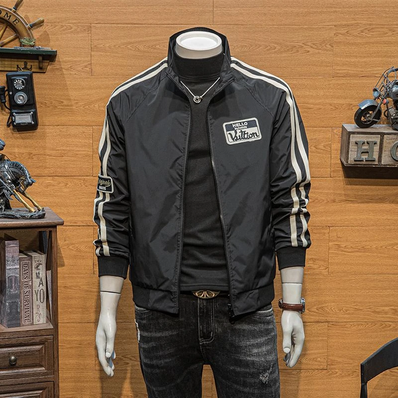 欧美风外套男春秋2023新款薄款工装休闲上衣服立领高档夹克爆品