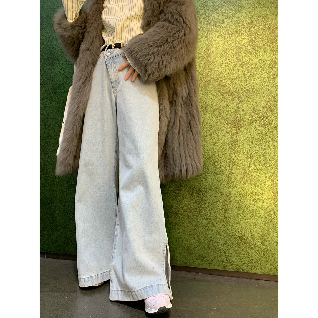 vcruan阿希哥裤脚劈叉斜扣寿司裤女 RK224127 RK224117