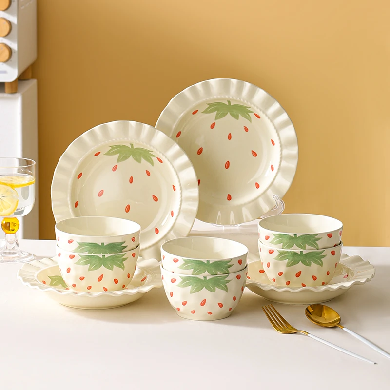 芬利兰【10个装】釉下彩-遇见莓好-10件套6碗4盘陶瓷餐具-2