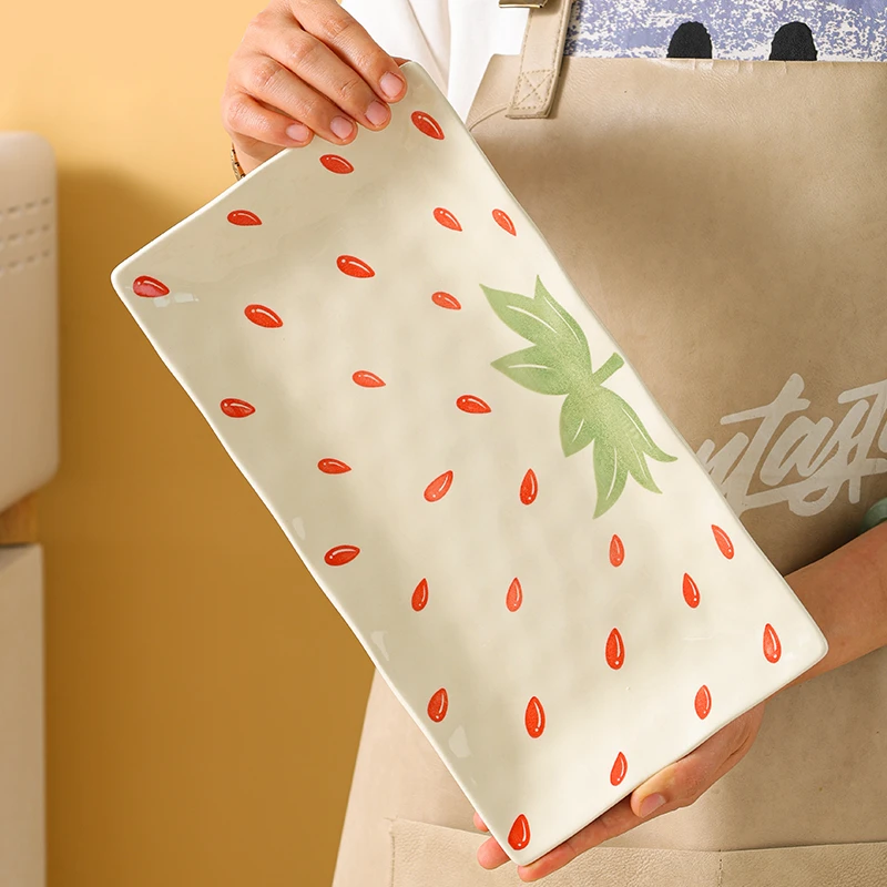 芬利兰【1个装】釉下彩-遇见莓好-长方形创意鱼盘-2