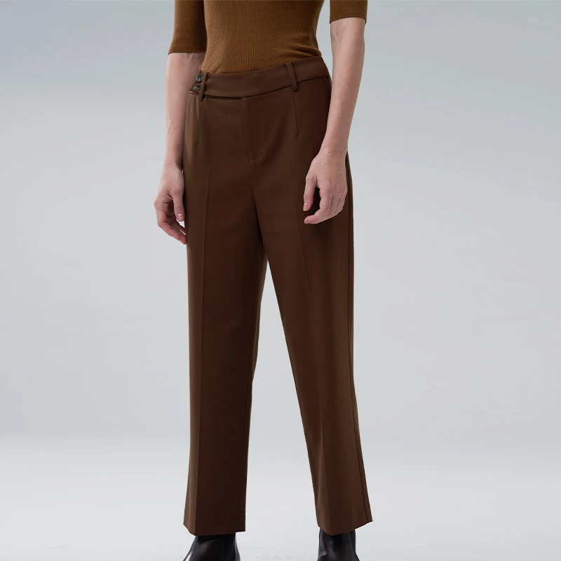 DEZOEE/迪索怡【丝绒梅子】西裤通勤高腰时尚休闲长裤