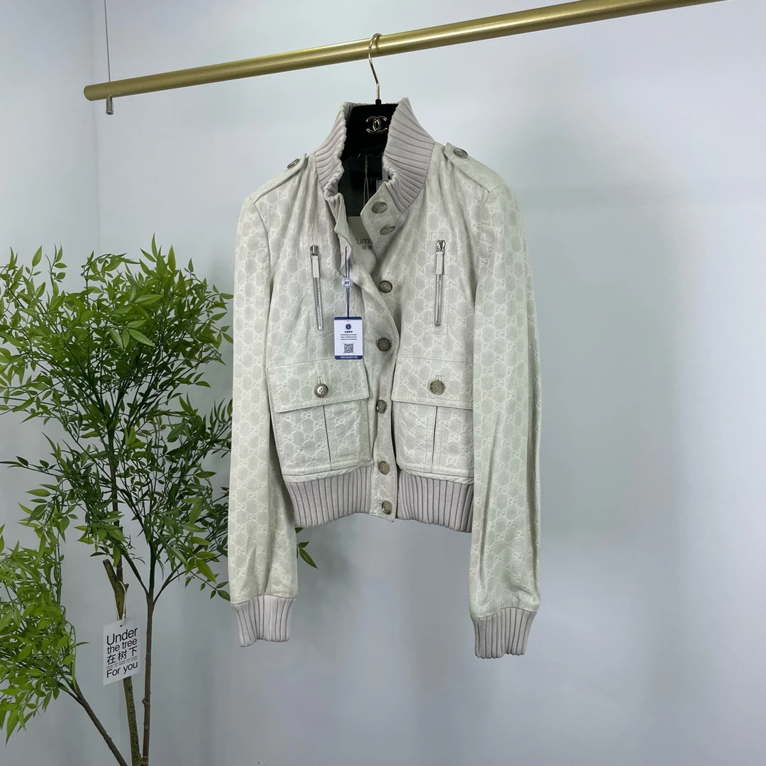 Gucci 古驰 双G满印皮衣外套 40码/95新/无配件 YM0456