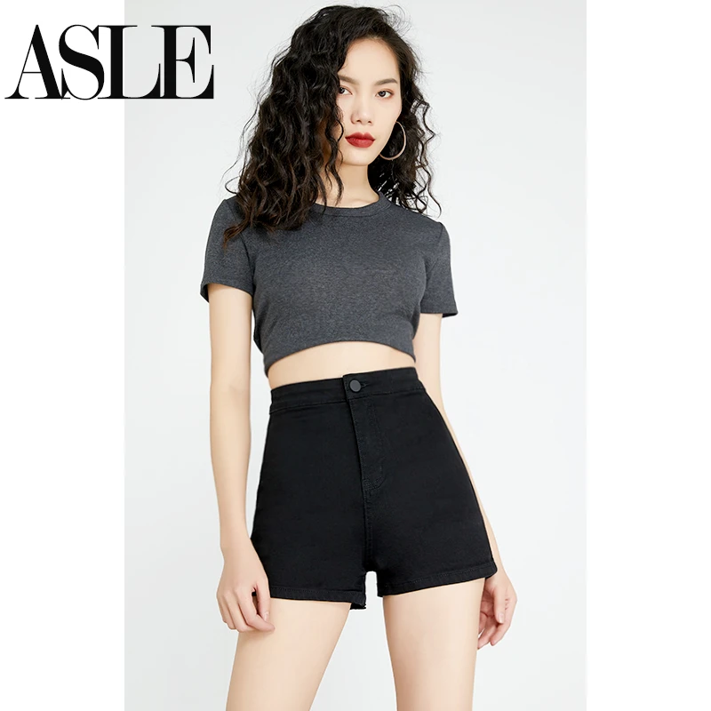 黑色超短牛仔裤女紧身超高腰2024夏季薄款百搭a字弹力修身热裤潮