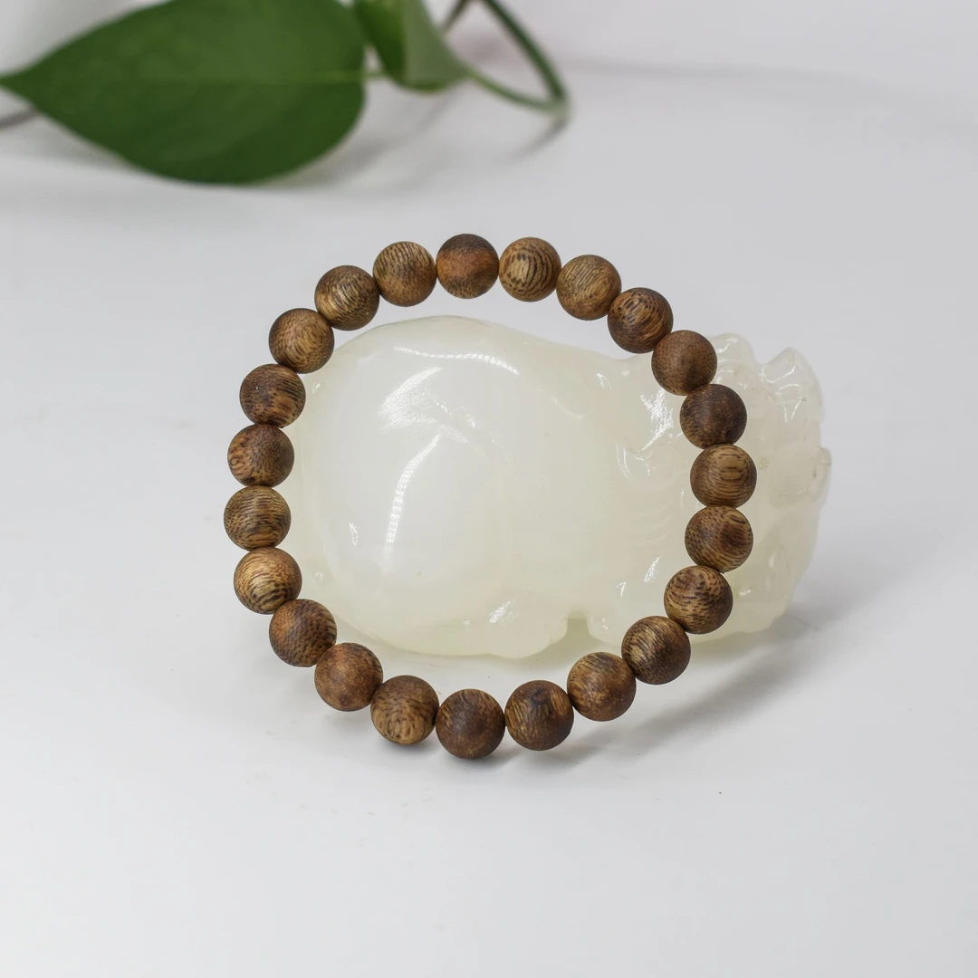 沉香【新人必入】绿奇楠黄金油0.8圆珠单圈沉香手串多样性发一