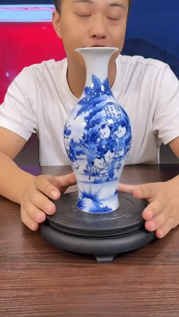 【闪购商品】667十大瓷厂青花富贵有余橄榄瓶